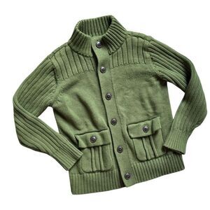 Toddler Boys Old Navy Forest Green Button Down Ribbed Button Sweater - Sz 5T